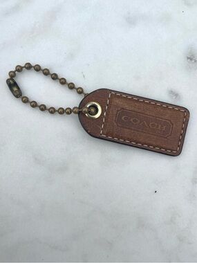 COACH Vintage Leather Hang Tag, Worn Distressed Brown